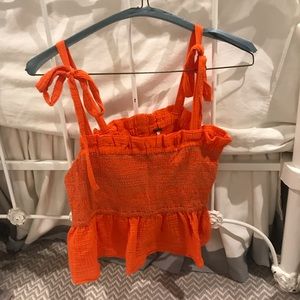 Free People cropped smocked top